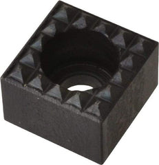 Fairlane - 1/2" Square, 3/8" High, #10 C Bore SHCS Size, Extra Fine Tooth Grade, Diamond Serration, High Speed Steel, Square Positioning Gripper - 0.03 x 45A° Chamfer, 1/4" Counterbore Depth, Black Oxide Finish - Strong Tooling