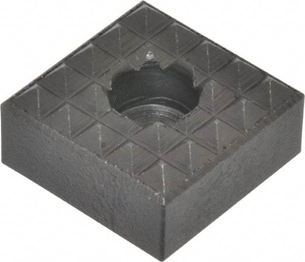 Fairlane - 1" Square, 1/2" High, 1/4 C Bore SHCS Size, Coarse Tooth Grade, Diamond Serration, High Speed Steel, Square Positioning Gripper - 0.03 x 45A° Chamfer, 5/16" Counterbore Depth, Black Oxide Finish - Strong Tooling