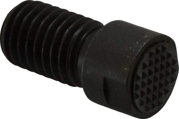 Fairlane - Serrated Tooth, 5/8-11, 1/4" Internal Hex, 1" Shank Length, 1" Thread Length, Black Oxide Finish, Round Head, Adjustable Positioning Gripper - 5/8" Pad Diam, 3/4" Hex, 1/4" Head Height, Extra Fine Tooth Grade - Strong Tooling