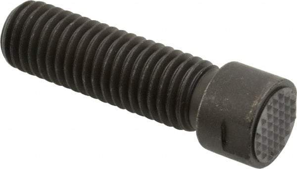 Fairlane - Serrated Tooth, 5/8-11, 1/4" Internal Hex, 2" Shank Length, 2" Thread Length, Black Oxide Finish, Round Head, Adjustable Positioning Gripper - 5/8" Pad Diam, 3/4" Hex, 1/4" Head Height, Extra Fine Tooth Grade - Strong Tooling