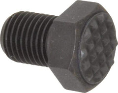 Fairlane - Serrated Tooth, 3/8-24, 1/2" Shank Length, 1/2" Thread Length, Black Oxide Finish, Hex Head, Adjustable Positioning Gripper - 1/2" Pad Diam, 9/16" Hex, 9/32" Head Height, Extra Fine Tooth Grade - Strong Tooling