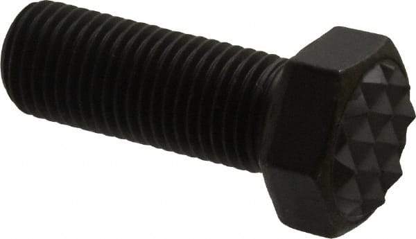 Fairlane - Serrated Tooth, 3/8-24, 1" Shank Length, 1" Thread Length, Black Oxide Finish, Hex Head, Adjustable Positioning Gripper - 1/2" Pad Diam, 9/16" Hex, 9/32" Head Height, Fine Tooth Grade - Strong Tooling