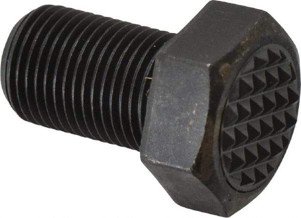 Fairlane - Serrated Tooth, 5/8-18, 1" Shank Length, 1" Thread Length, Black Oxide Finish, Hex Head, Adjustable Positioning Gripper - 3/4" Pad Diam, 15/16" Hex, 7/16" Head Height, Fine Tooth Grade - Strong Tooling