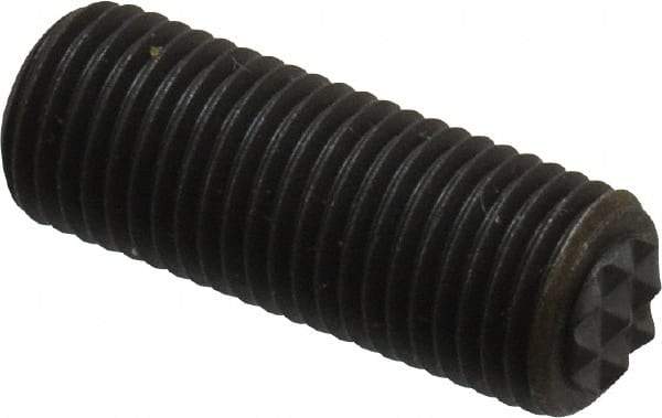 Fairlane - Serrated Tooth, 3/8-24, 3/16" Internal Hex, 1" Thread Length, Black Oxide Finish, Fully Threaded, Adjustable Positioning Gripper - 1/4" Pad Diam, Extra Fine Tooth Grade - Strong Tooling