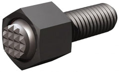 Fairlane - 5/16-24, 1-1/2" Thread Length, 5/16" Ball Diam, Serrated Ball Pad Surface, Alloy Steel, Black Oxide, Hex Head, Swivel Action Gripper Assemblies - 7/16" Head Height, 1/2" Hex, 5/16" Contact Diam, High Speed Steel Ball - Strong Tooling