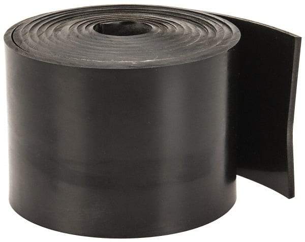 Made in USA - 3/32" Thick x 2" Wide x 5' Long Black Buna-N Rubber Roll - Stock Length, Plain Back, 50 Shore A Durometer, 2,500 psi Tensile Strength, -20°F to 170°F - Strong Tooling