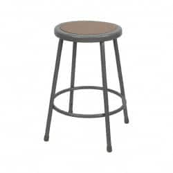 NPS - 24 Inch High, Stationary Fixed Height Stool - Hardboard Seat, Gray and Brown - Strong Tooling