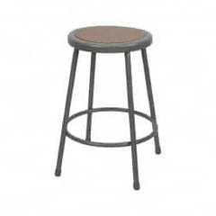 NPS - 24 Inch High, Stationary Fixed Height Stool - Hardboard Seat, Gray and Brown - Strong Tooling