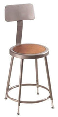 NPS - 18 to 26 Inch High, Stationary Adjustable Height Stool - Hardboard Seat, Gray and Brown - Strong Tooling