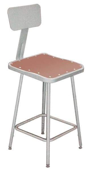 NPS - 24 to 32 Inch High, Stationary Adjustable Height Stool - Hardboard Seat, Gray - Strong Tooling