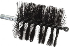 Schaefer Brush - 4-1/2" Brush Length, 4" Diam, Double Stem, Single Spiral Flue Brush - 7-1/2" Long, Tempered Steel Wire, 1/4" NPSM Male Connection - Strong Tooling