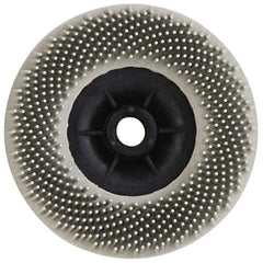 3M - 4-1/2" 120 Grit Ceramic Straight Disc Brush - Fine Grade, Threaded Hole Connector, 3/4" Trim Length, 5/8-11 Threaded Arbor Hole - Strong Tooling