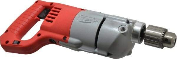 Milwaukee Tool - 1/2" Keyed Chuck, 600 RPM, D-Handle Electric Drill - 7 Amps, 120 Volts, Reversible, Includes Chuck Key with Holder & Side Handle - Strong Tooling