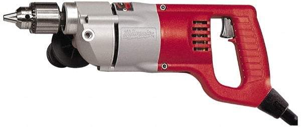 Milwaukee Tool - 1/2" Keyed Chuck, 500 RPM, D-Handle Electric Drill - 7 Amps, 120 Volts, Reversible, Includes Chuck Key with Holder & Side Handle - Strong Tooling