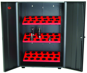 Wall Tree Locker - Holds 18 Pcs. HSK63A - Textured Black with Red Shelves - Strong Tooling