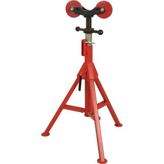 Rothenberger - 1/2" to 16" Pipe Capacity, Folding Pipe Stand with 2 Roller Head - 27" to 50" High, 2,500 Lb Capacity - Strong Tooling