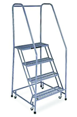 Model 1000; 4 Steps; 30 x 31'' Base Size - Steel Mobile Platform Ladder - Strong Tooling