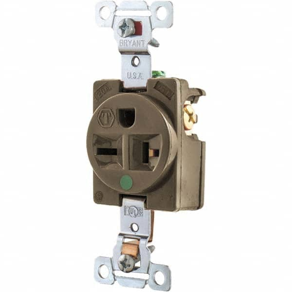 Bryant Electric - Straight Blade Receptacles Receptacle Type: Single Receptacle Grade: Hospital - Strong Tooling