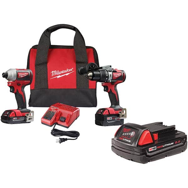 Milwaukee Tool - Cordless Tool Combination Kits Voltage: 18 Tools: 1/2" Brushless Compact Drill/Driver, 1/4" Brushless Compact Impact Driver - Strong Tooling