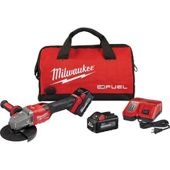 Milwaukee Tool - 4-1/2 - 6" Wheel Diam, 9,000 RPM, Cordless Angle & Disc Grinder - 5/8-11 Spindle, 18 Volts, 6 Amps, Side Exhaust - Strong Tooling