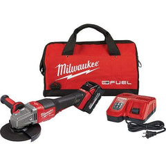 Milwaukee Tool - 4-1/2 - 6" Wheel Diam, 9,000 RPM, Cordless Angle & Disc Grinder - 5/8-11 Spindle, 18 Volts, 6 Amps, Side Exhaust - Strong Tooling