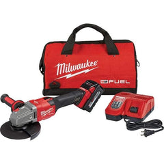 Milwaukee Tool - 4-1/2 - 6" Wheel Diam, 9,000 RPM, Cordless Angle & Disc Grinder - 5/8-11 Spindle, 18 Volts, 6 Amps, Side Exhaust - Strong Tooling