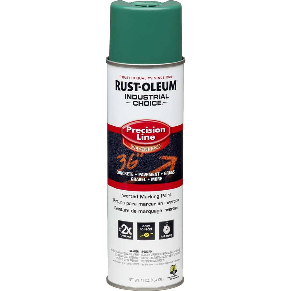 17 fl oz Green Marking Paint 600' to 700' Coverage at 1″ Wide, Solvent-Based Formula