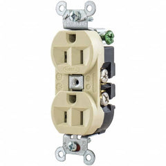 Hubbell Wiring Device-Kellems - 125V 15A NEMA 5-15R Industrial Grade Ivory Straight Blade Duplex Receptacle - Strong Tooling