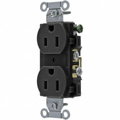 Hubbell Wiring Device-Kellems - 125V 15A NEMA 5-15R Commercial Grade Black Straight Blade Duplex Receptacle - Strong Tooling