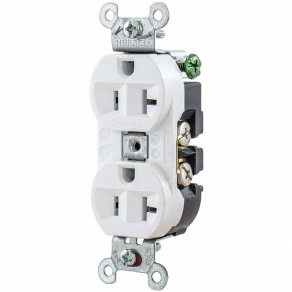 Hubbell Wiring Device-Kellems - 125V 20A NEMA 5-20R Industrial Grade White Straight Blade Duplex Receptacle - Strong Tooling