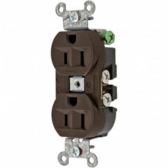 Hubbell Wiring Device-Kellems - 125V 15A NEMA 5-15R Industrial Grade Brown Straight Blade Duplex Receptacle - Strong Tooling