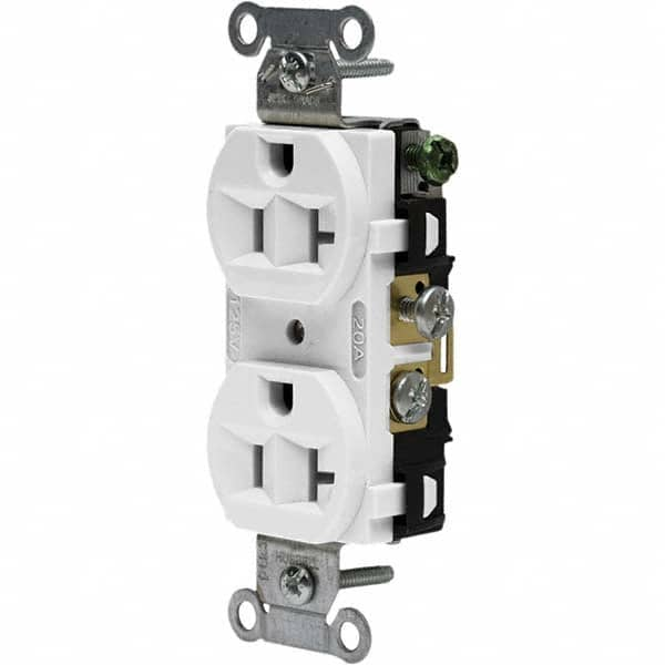 Hubbell Wiring Device-Kellems - 125V 20A NEMA 5-20R Commercial Grade White Straight Blade Duplex Receptacle - Strong Tooling