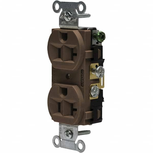 Hubbell Wiring Device-Kellems - 125V 20A NEMA 5-20R Commercial Grade Brown Straight Blade Duplex Receptacle - Strong Tooling