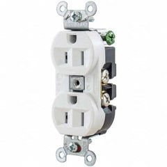 Hubbell Wiring Device-Kellems - 125V 15A NEMA 5-15R Industrial Grade White Straight Blade Duplex Receptacle - Strong Tooling