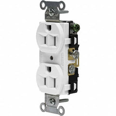 Hubbell Wiring Device-Kellems - 125V 15A NEMA 5-15R Commercial Grade White Straight Blade Duplex Receptacle - Strong Tooling