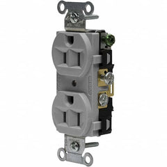 Hubbell Wiring Device-Kellems - 125V 15A NEMA 5-15R Commercial Grade Gray Straight Blade Duplex Receptacle - Strong Tooling