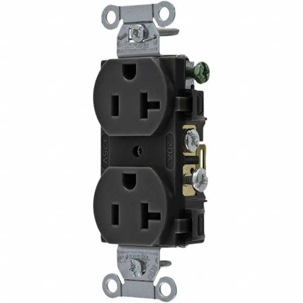 Hubbell Wiring Device-Kellems - 125V 20A NEMA 5-20R Commercial Grade Black Straight Blade Duplex Receptacle - Strong Tooling