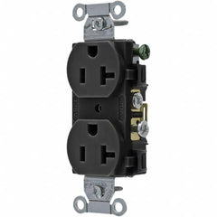 Hubbell Wiring Device-Kellems - 125V 20A NEMA 5-20R Commercial Grade Black Straight Blade Duplex Receptacle - Strong Tooling