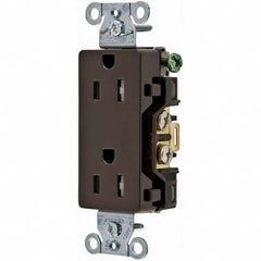 Hubbell Wiring Device-Kellems - 125V 15A NEMA 5-15R Commercial Grade Brown Straight Blade Duplex Receptacle - Strong Tooling