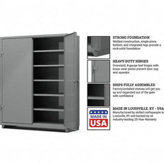 Strong Hold - 5 Shelf Locking Storage Cabinet - Steel, 60" Wide x 24" Deep x 75" High, Medium Gray - Strong Tooling