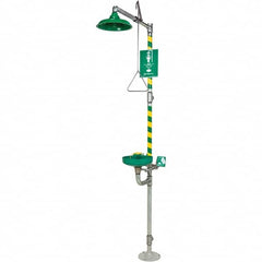 Haws - 23.7 GPM shower Flow, Drench shower, Eye & Face Wash Station - Bowl with Hinged Dust Cover, Triangular Pull Rod & Push Flag Activated, Galvanized Steel Pipe, Plastic Shower Head, Inverted Flow - Strong Tooling