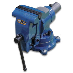 Bench Vise: 5-1/8″ Jaw Width, 4″ & 4-1/2″ (V-Jaw) Jaw Opening, 3-1/2″ Throat Depth Bolt Down & Clamp-On Base, Swivel, Cast Iron