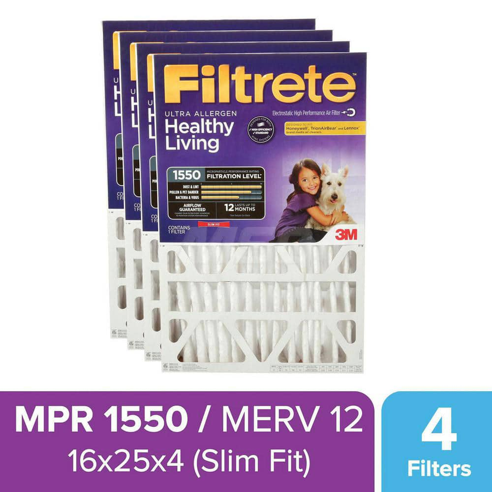 Pleated Air Filter: 16 x 20 x 1″, MERV 12, 55% Efficiency Polypropylene