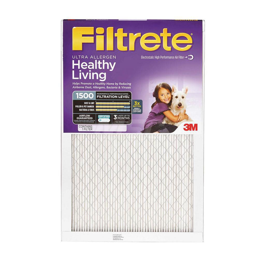 Pleated Air Filter: 14 x 25 x 1″, MERV 12, 90% Efficiency Polypropylene