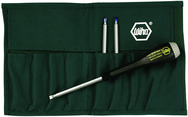 4 Piece - ESD Safe Interchangeable Blade Set Includes ESD Safe Handle - #10891 - Slotted 3; 4; 6 and Phillips #0; 1 & 2 Blades in Canvas Pouch - Strong Tooling