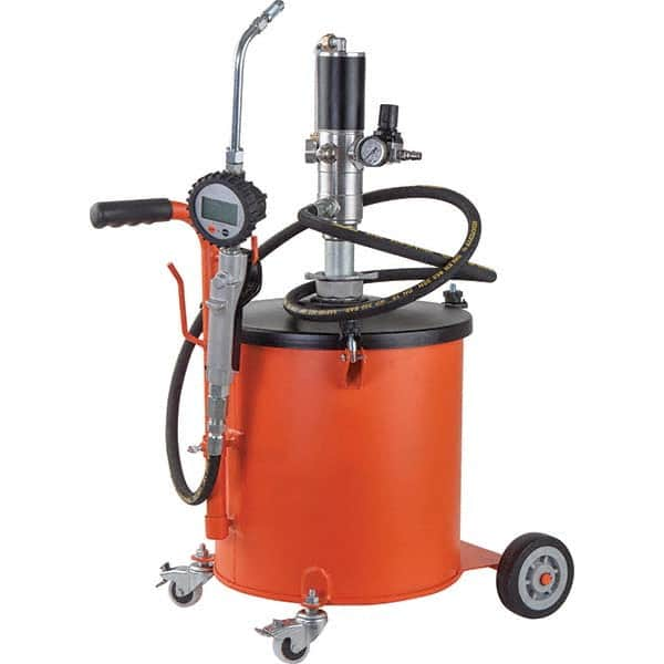 Air Operated Pump: 3.7 GPM, Oil Lubrication, Steel, Brass, Aluminum, Zinc, Hi Nitrile Rubber, Polyurethane & Turcite 1/4″ NPT (F) Inlet