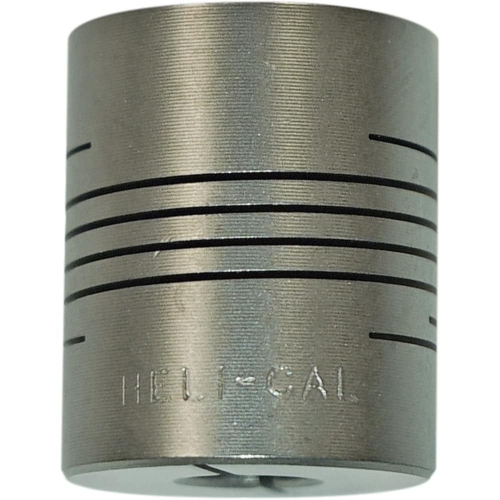 Heli-Cal - Flexible Coupling; Type: Clamp Hub ; Maximum Bore Diameter (Inch): .375 ; Minimum Bore Diameter (Decimal Inch): 0.3750 ; Outside Diameter (Inch): 1-1/4 ; Overall Length (Inch): 1-1/4 ; Material: Aluminum - Exact Industrial Supply