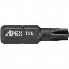 Apex - 1/4" Drive T25 Torx Screwdriver Bit - 1" OAL, Insert Bit - Strong Tooling