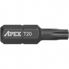 Apex - 1/4" Drive T20 Torx Screwdriver Bit - 1" OAL, Insert Bit - Strong Tooling