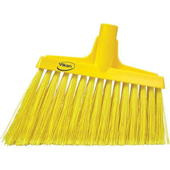 Vikan - 11-1/2" Wide, Yellow Polyester Bristles, Angled Broom - Flagged, Water Resistant - Strong Tooling